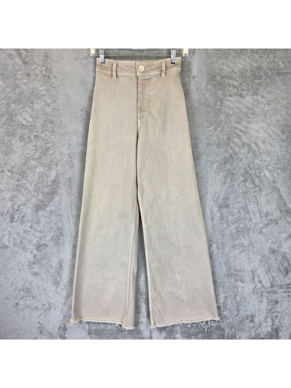 Zara The Marine Straight Jeans Womens 0 Beige Light Wash High Rise Crop Denim
